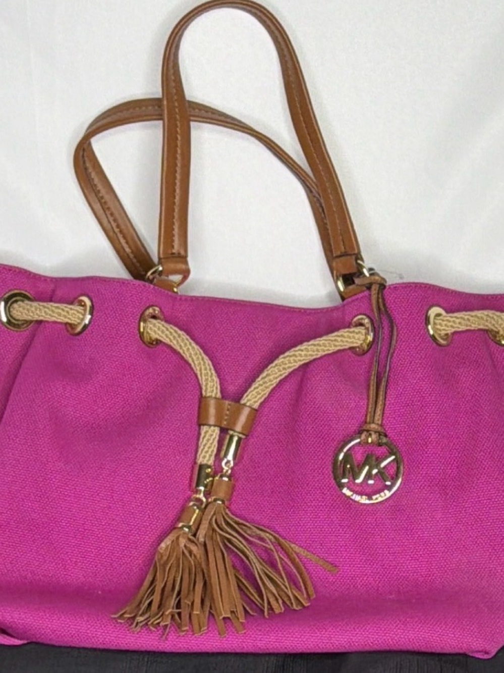 Michael Kors Pink Tote Bag with Brown Accents